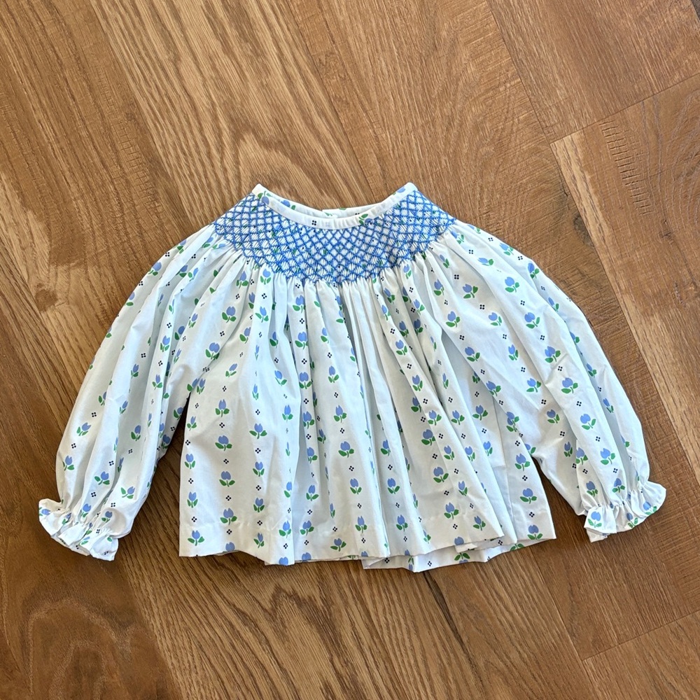 Smocked Blue and White Kids Top
